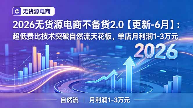 2026无货源电商不备货2.0【更新-7月】：超低费比技术突破自然流天花板，单店月利润1-3万元-主题测试