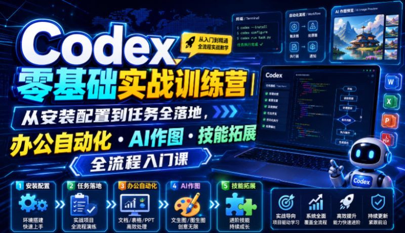 Codex零基础实战训练营｜从安装配置到任务全落地，办公自动化・AI作图・技能拓展全流程入门课-主题测试