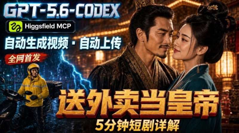 GPT-5.6 Codex+Higgsfield MCP：一条指令生成5分钟短剧并自动上传YouTube(油管)-主题测试