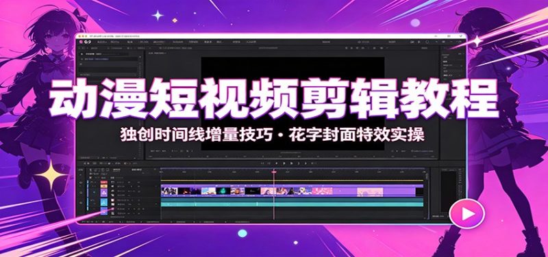 动漫短视频剪辑教程：独创时间线增量技巧，花字封面特效实操-主题测试