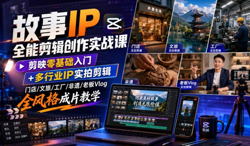 故事IP全能剪辑创作实战课｜剪映零基础入门+多行业IP实拍剪辑，门店/文旅/工厂/非遗/老板Vlog全风格成片教学-主题测试